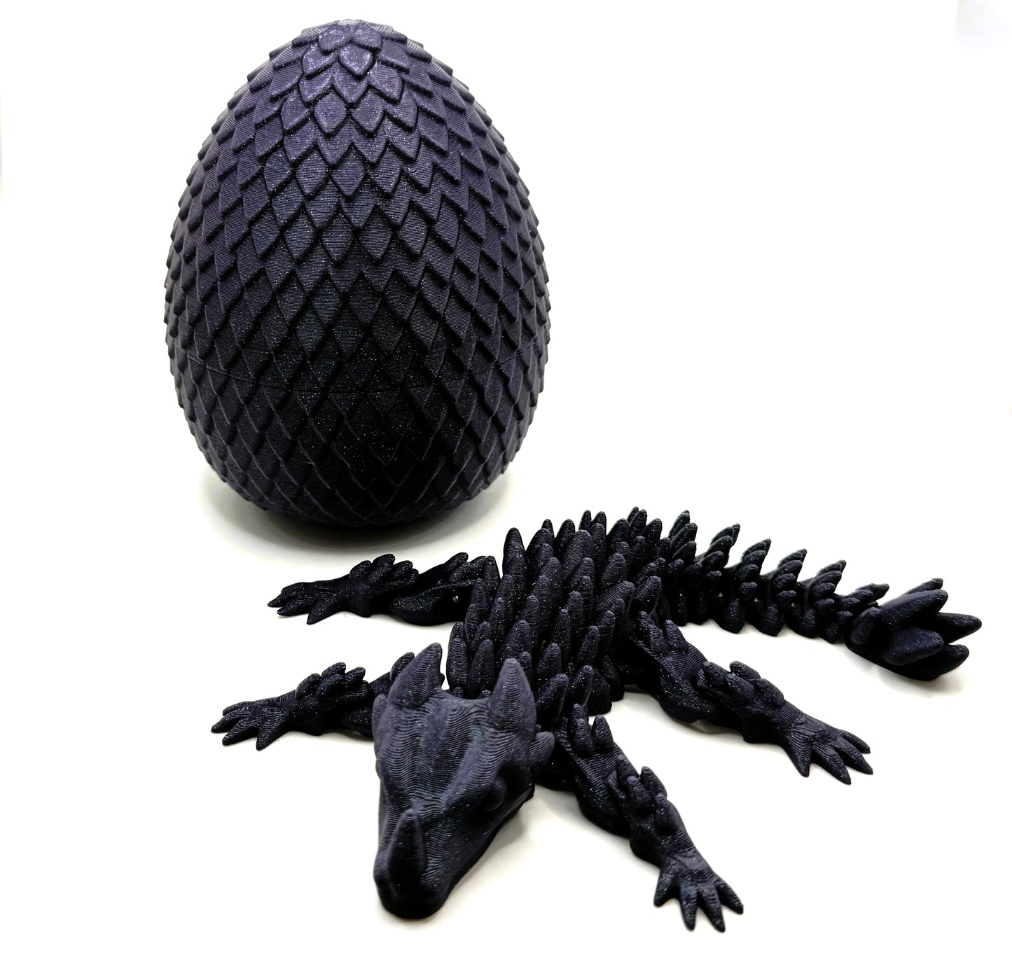 Mystical Black Dragon Egg with Guardian Dragon Sculpture - 3d printed in USA