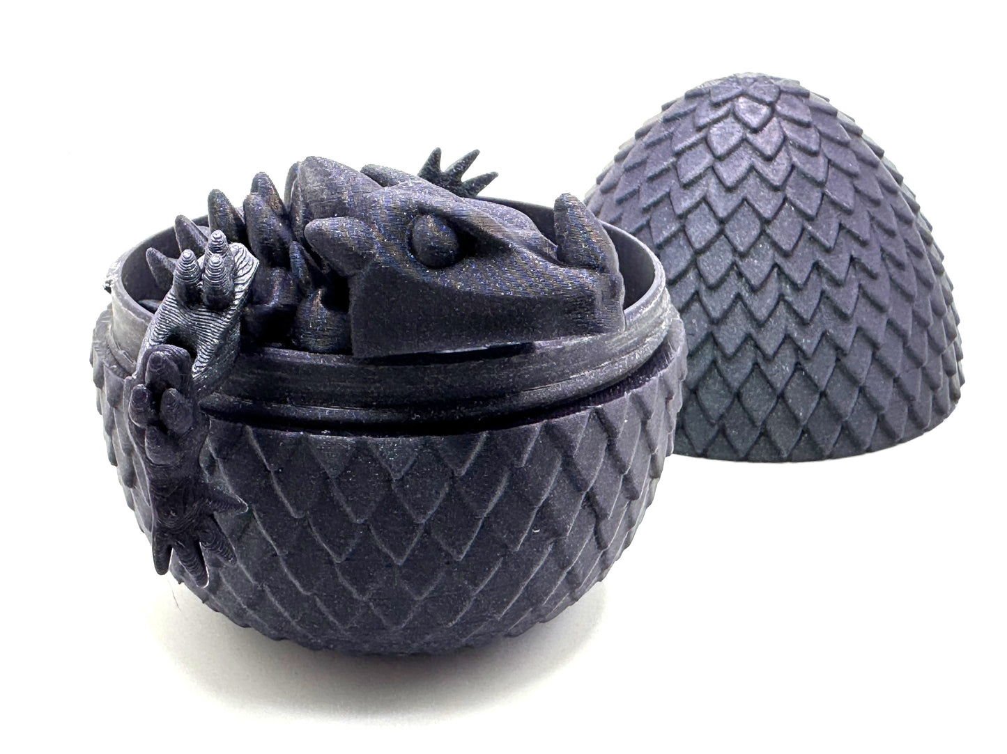 Mystical Black Dragon Egg with Guardian Dragon Sculpture - 3d printed in USA