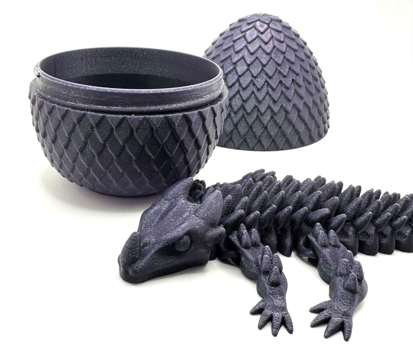 Mystical Black Dragon Egg with Guardian Dragon Sculpture - 3d printed in USA