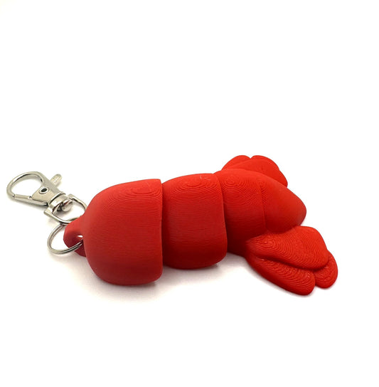 Articulating lobster tail keychain - backpack charm - summer fun - fidget toy