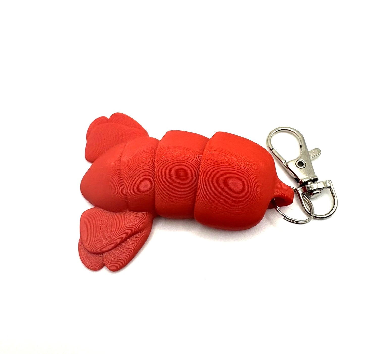 Articulating lobster tail keychain - backpack charm - summer fun - fidget toy
