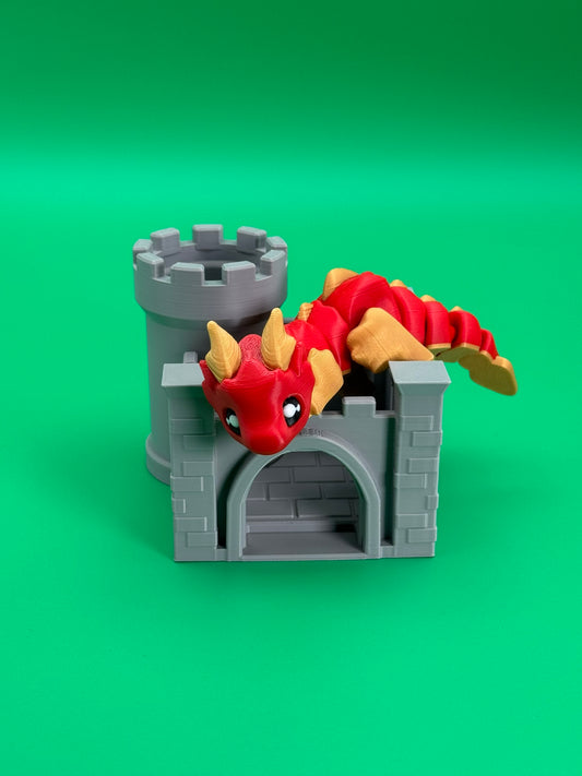 Fantasy Dragon & Castle Desk Toy – Geek Office Decor, Pop-Culture Gift