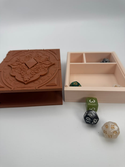 Book Themed Dice Tome Dice Holder & Rolling Tray for DND RPG Board Games Gift