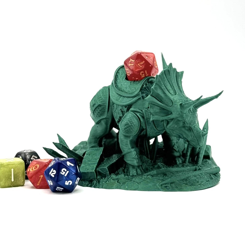 Fighting Dinosaur Dice Throne Holder for DND RPG Dice - Triceratops Protector Stand