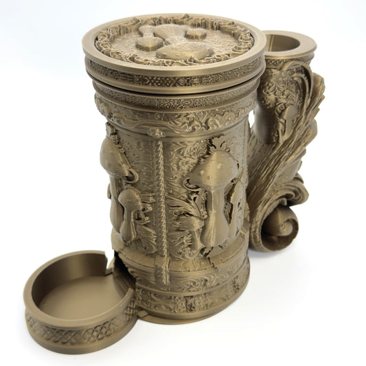 Forest Themed Dice Tower Tankard – Beverage Can Holder & Dice Vault – Tabletop Gaming Gift