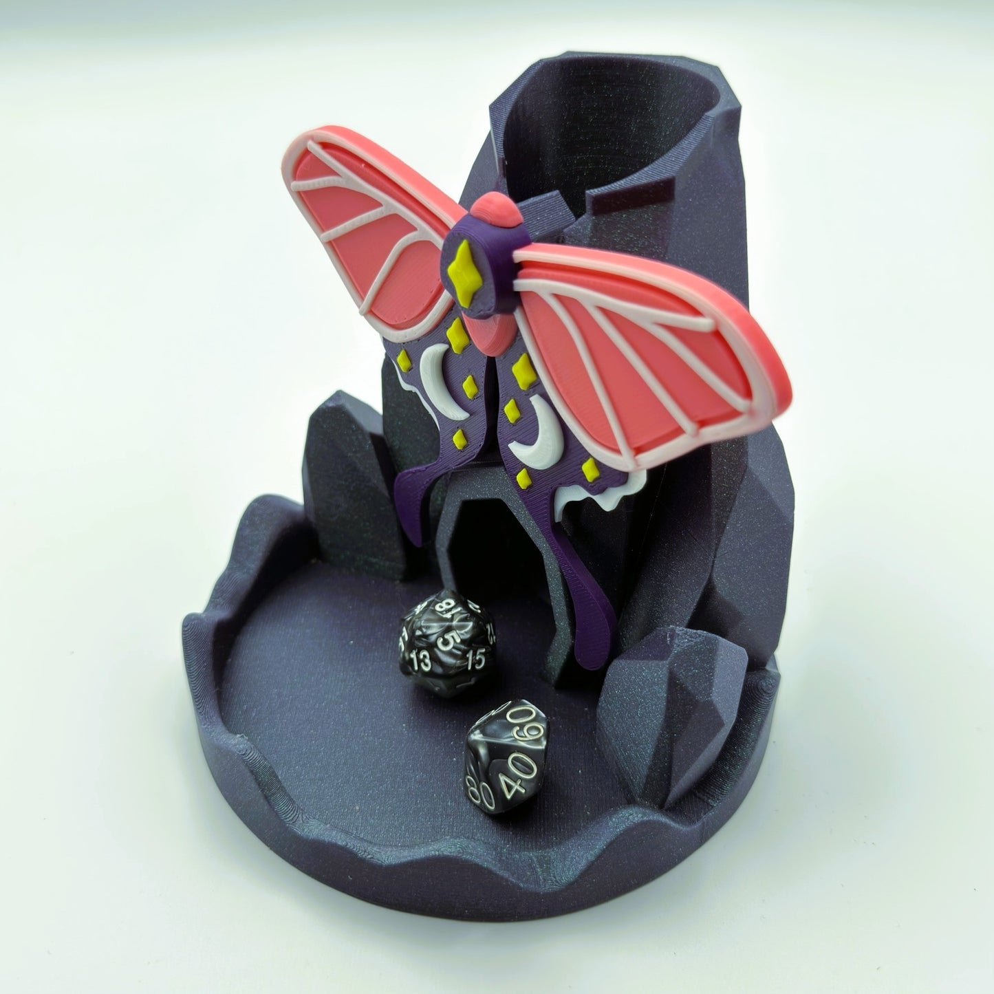 Luna Moth Dice Tower – Shimmery Mountains for TTRPG Gaming