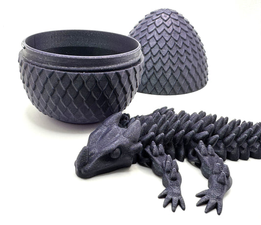 Mystical Black Dragon Egg with Guardian Dragon Sculpture - 3d printed  in USA