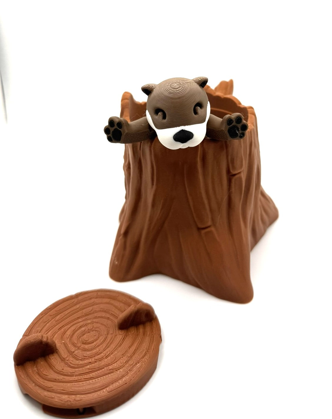 Charming Otter in Tree Stump: Playful Decor, Fidget Toy, Stress-Relief, Desk Toy