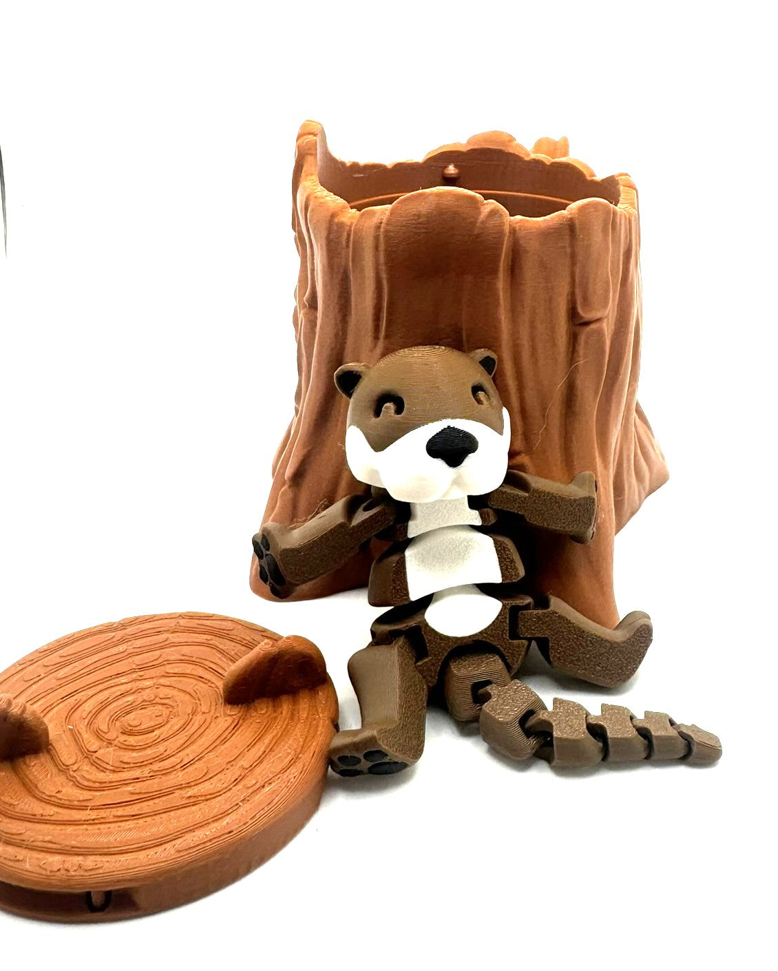 Charming Otter in Tree Stump: Playful Decor, Fidget Toy, Stress-Relief, Desk Toy