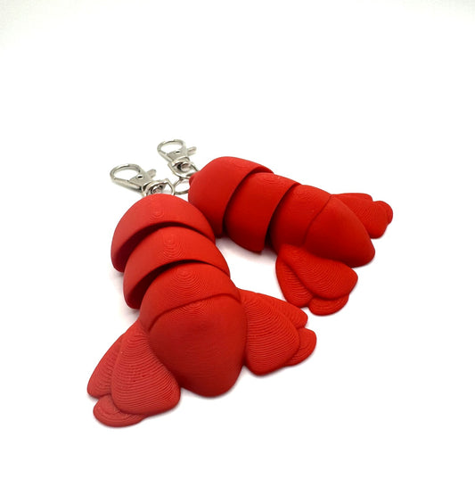 Articulating lobster tail keychain - backpack charm - summer fun - fidget toy