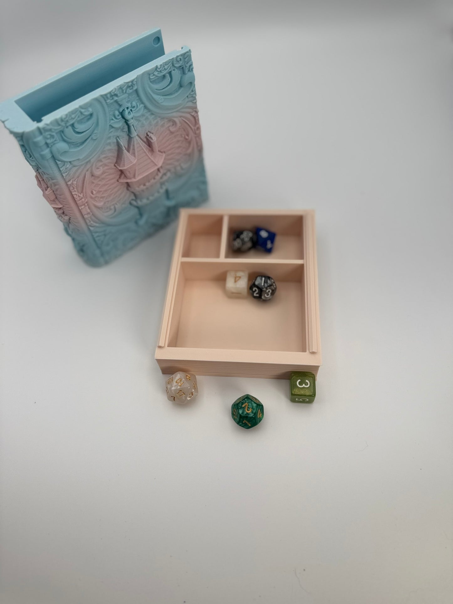 Book Themed Dice Tome Tray Multicolor Cotton Candy Castle DnD RPG Holder Gift
