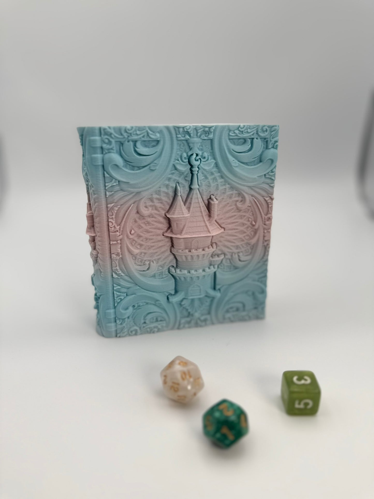 Book Themed Dice Tome Tray Multicolor Cotton Candy Castle DnD RPG Holder Gift