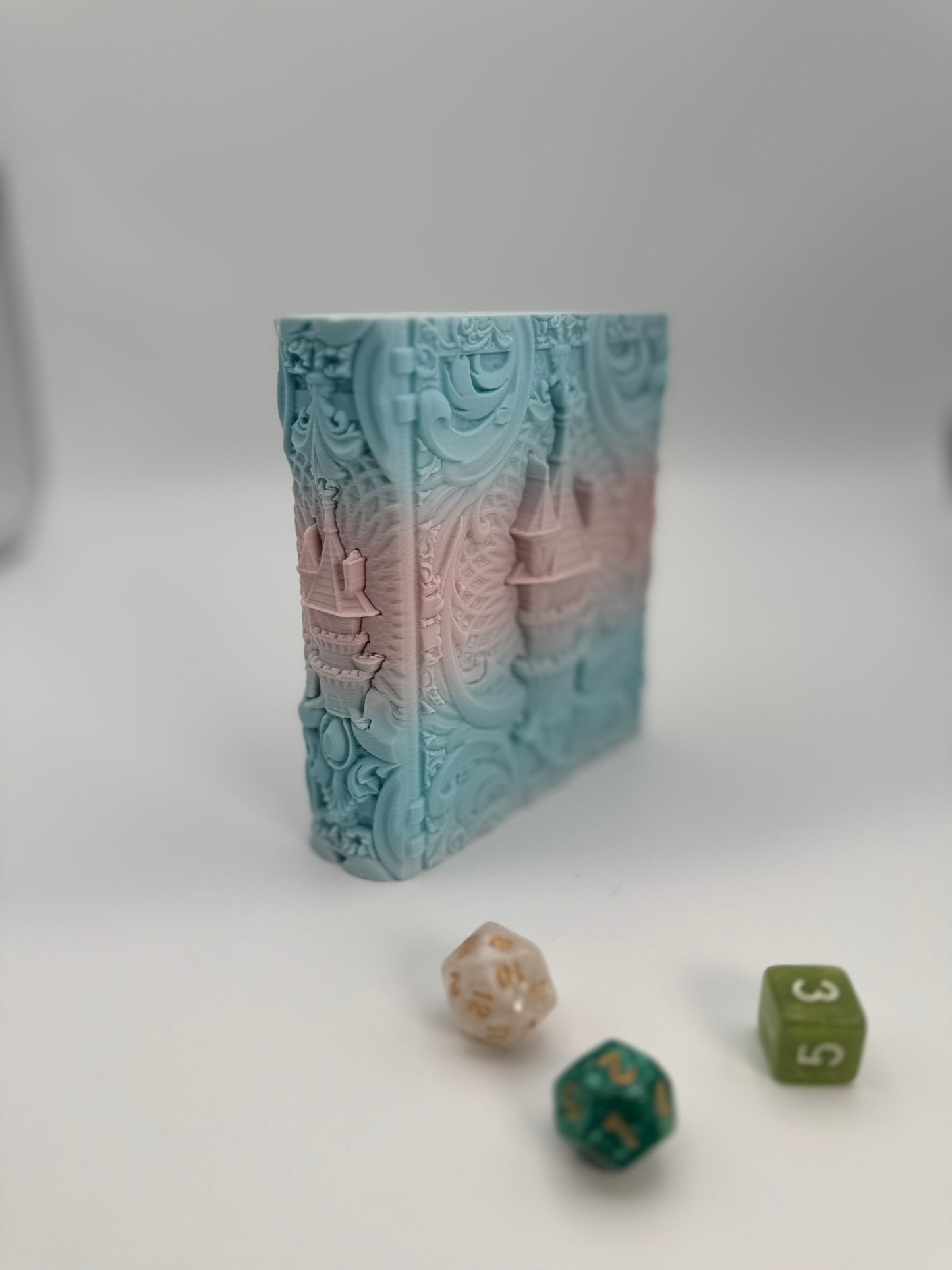 Book Themed Dice Tome Tray Multicolor Cotton Candy Castle DnD RPG Holder Gift