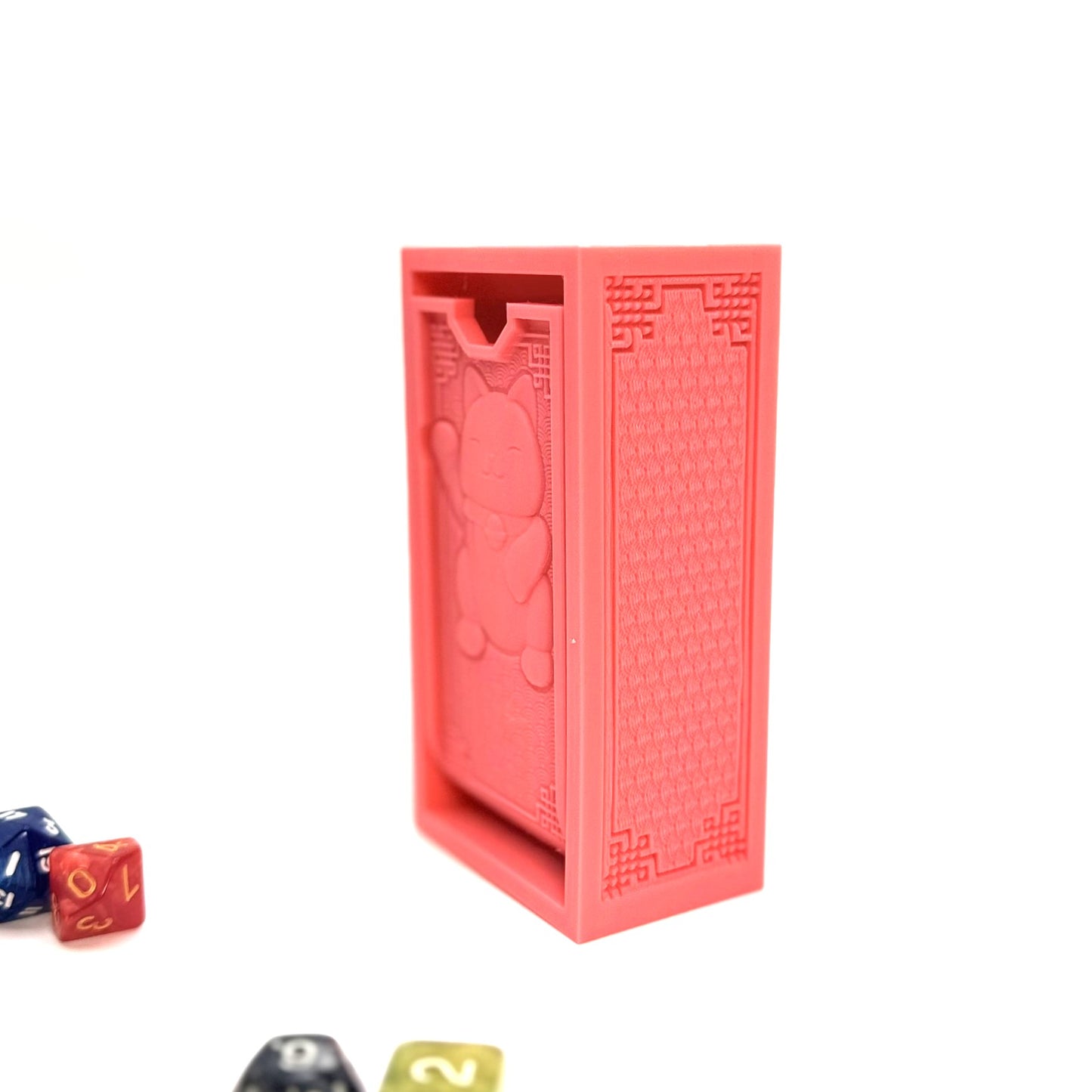 Happy Kitty Folding Dice Tower Pink Lucky Cat Compact 5x2.5x1.5 Cute Gamer Gift