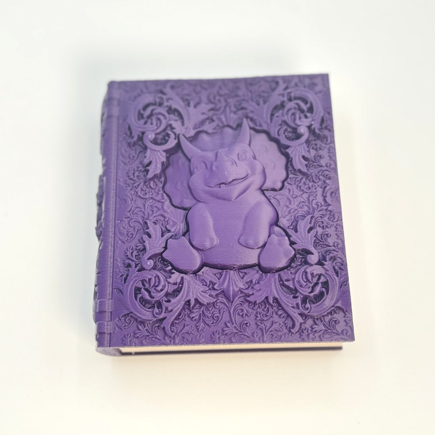 Book Themed Dice Tome Dice Box Purple Dino Silver DnD RPG Gift | Magic MTG
