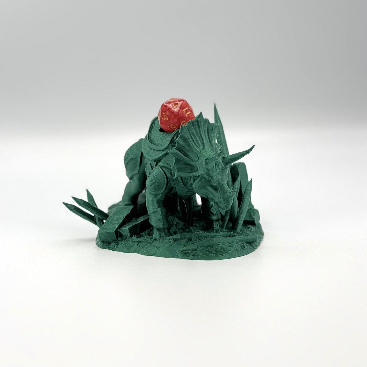Fighting Dinosaur Dice Throne Holder for DND RPG Dice - Triceratops Protector Stand