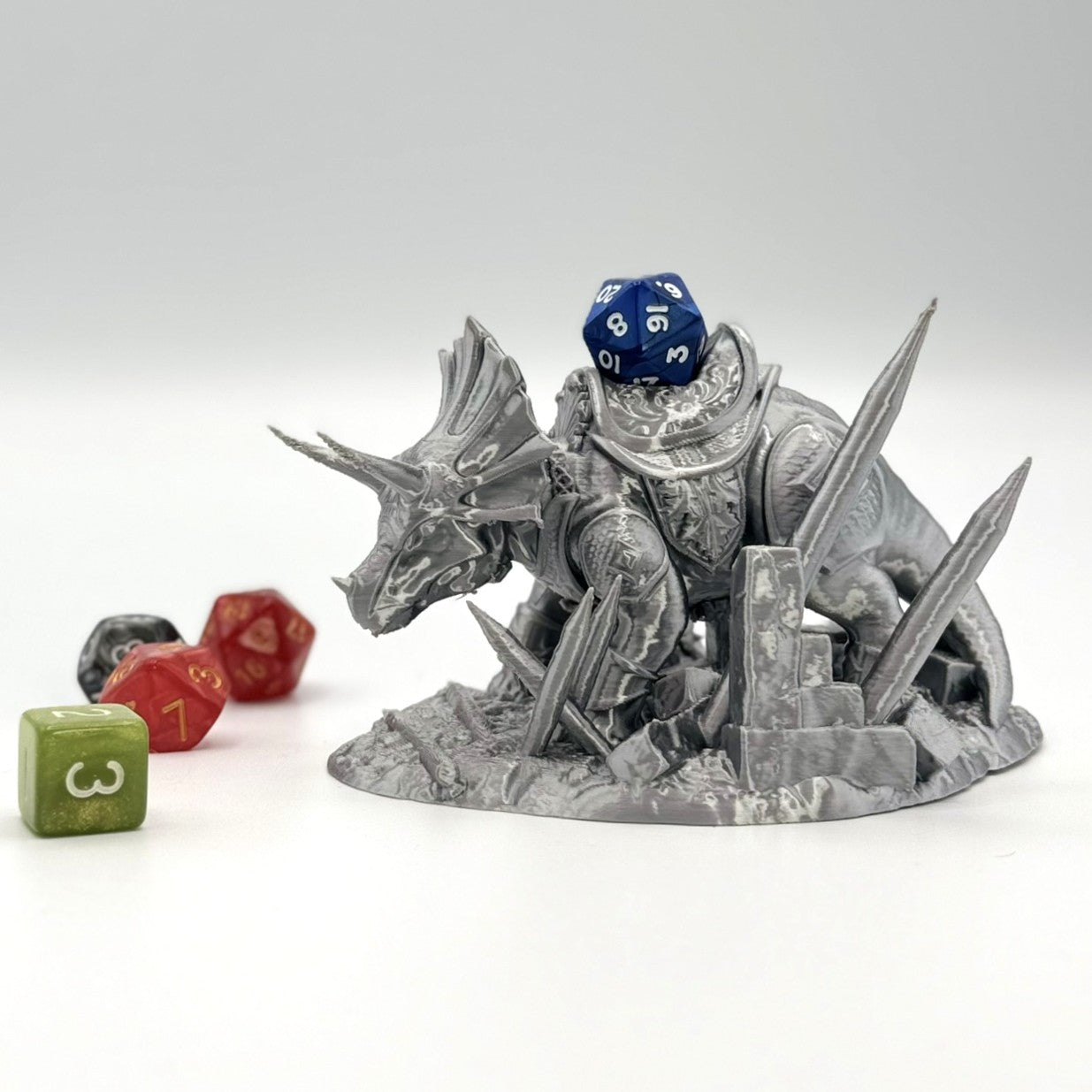Fighting Dinosaur Dice Throne Tabletop gaming - Triceratops Protector Stand