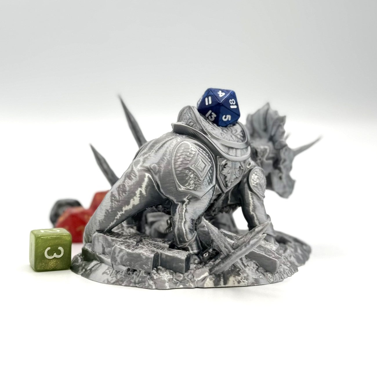 Fighting Dinosaur Dice Throne Tabletop gaming - Triceratops Protector Stand