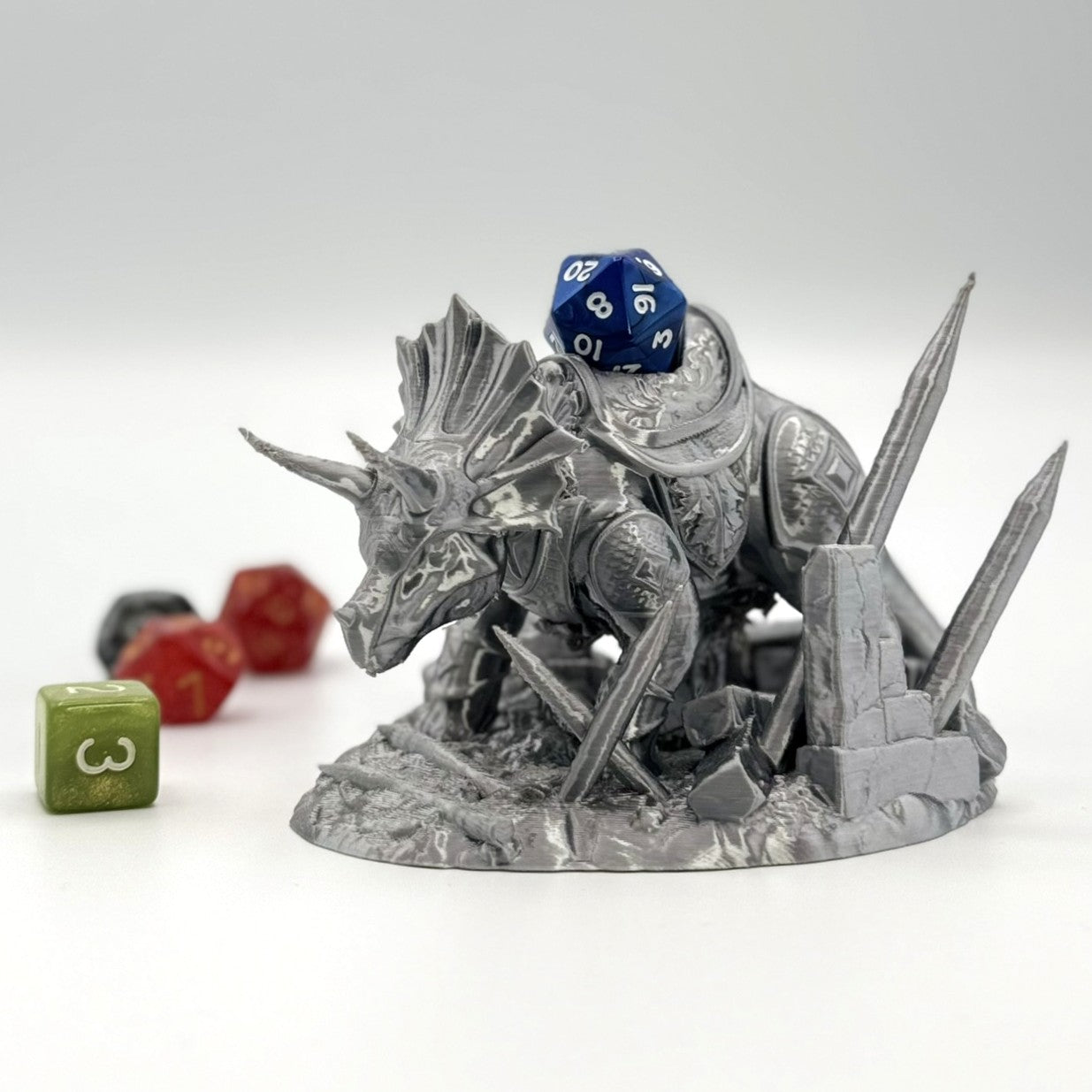 Fighting Dinosaur Dice Throne Tabletop gaming - Triceratops Protector Stand