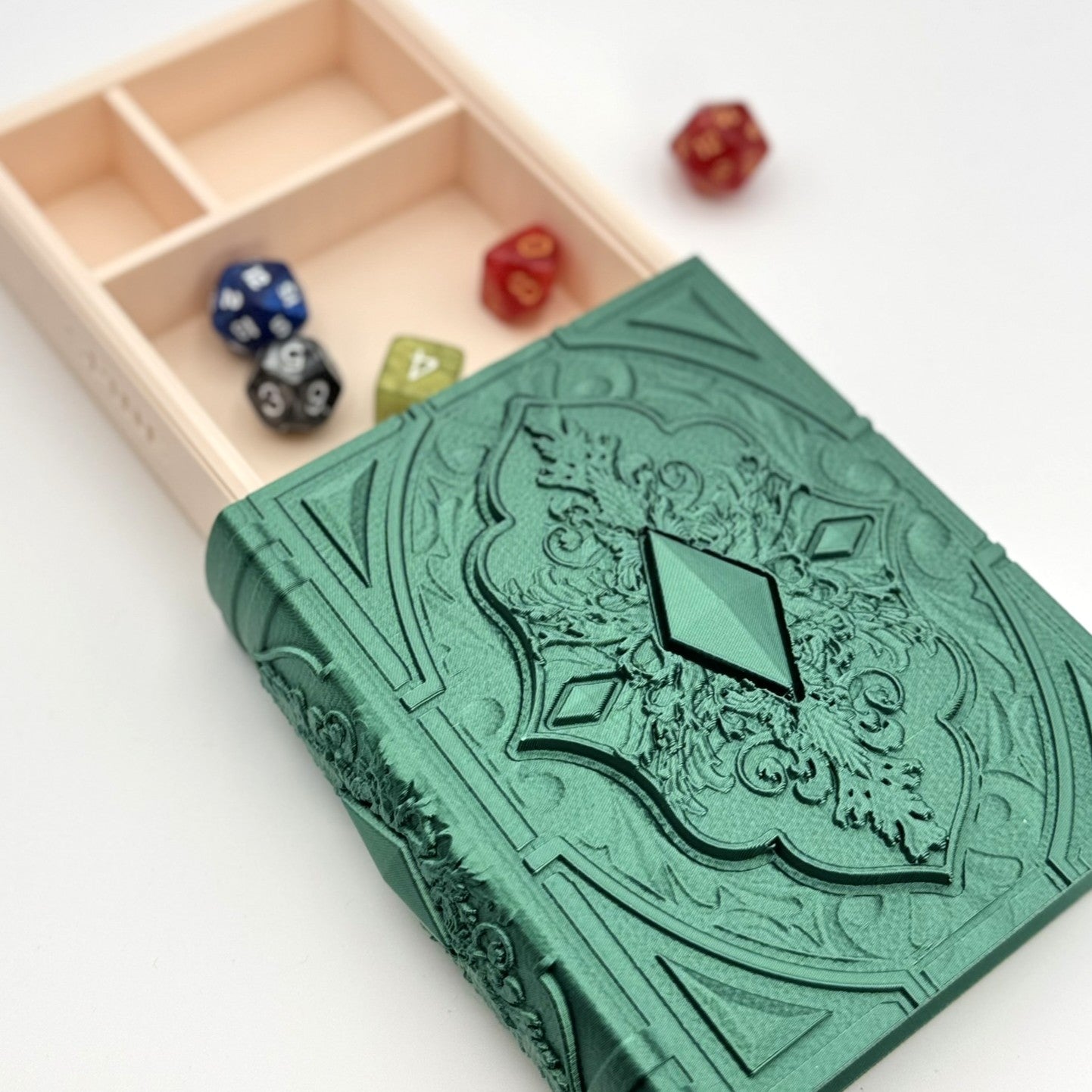Spellbook Dice Tome, Holder & Rolling Tray for DND, MTG TTRPG Board Games
