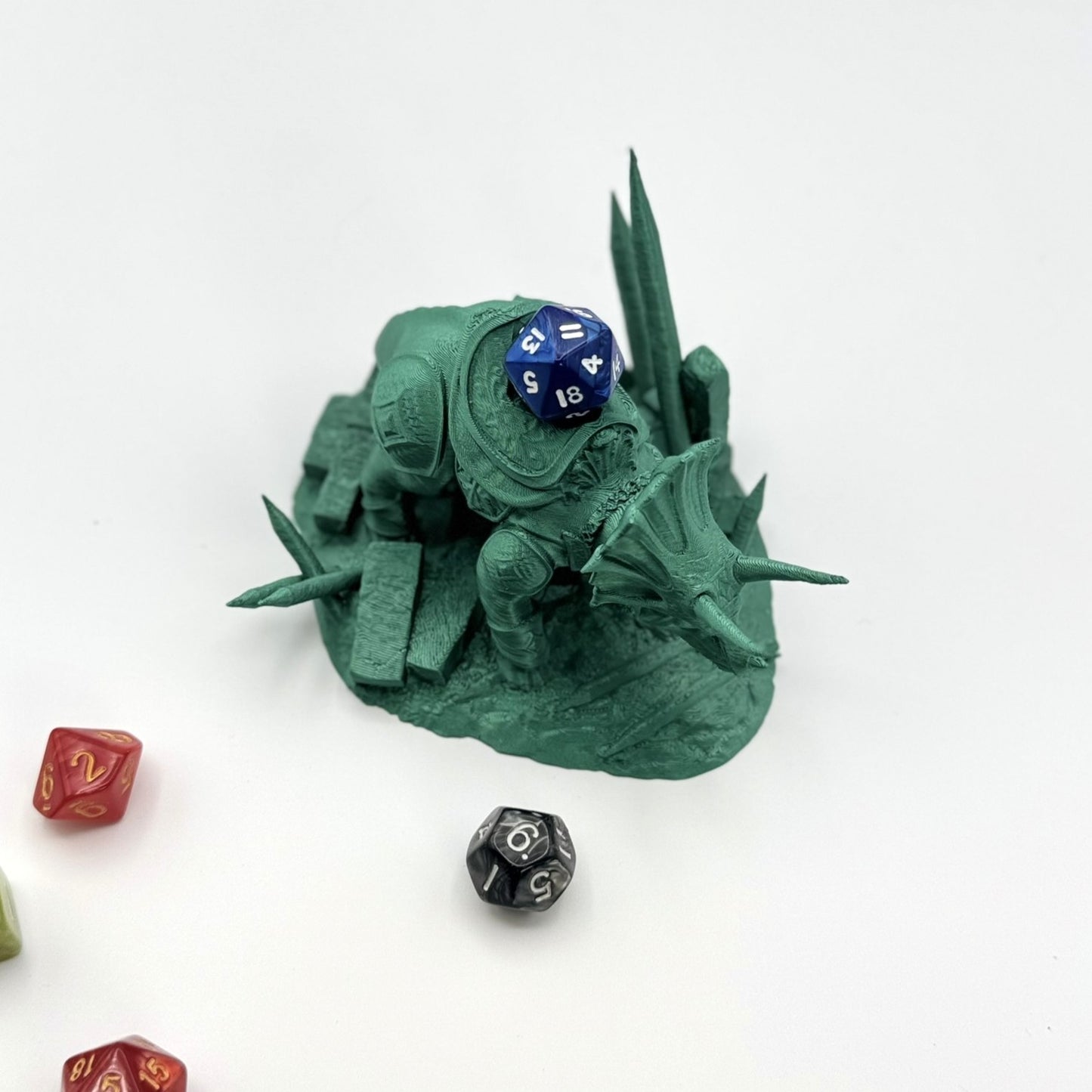 Fighting Dinosaur Dice Throne Holder for DND RPG Dice - Triceratops Protector Stand