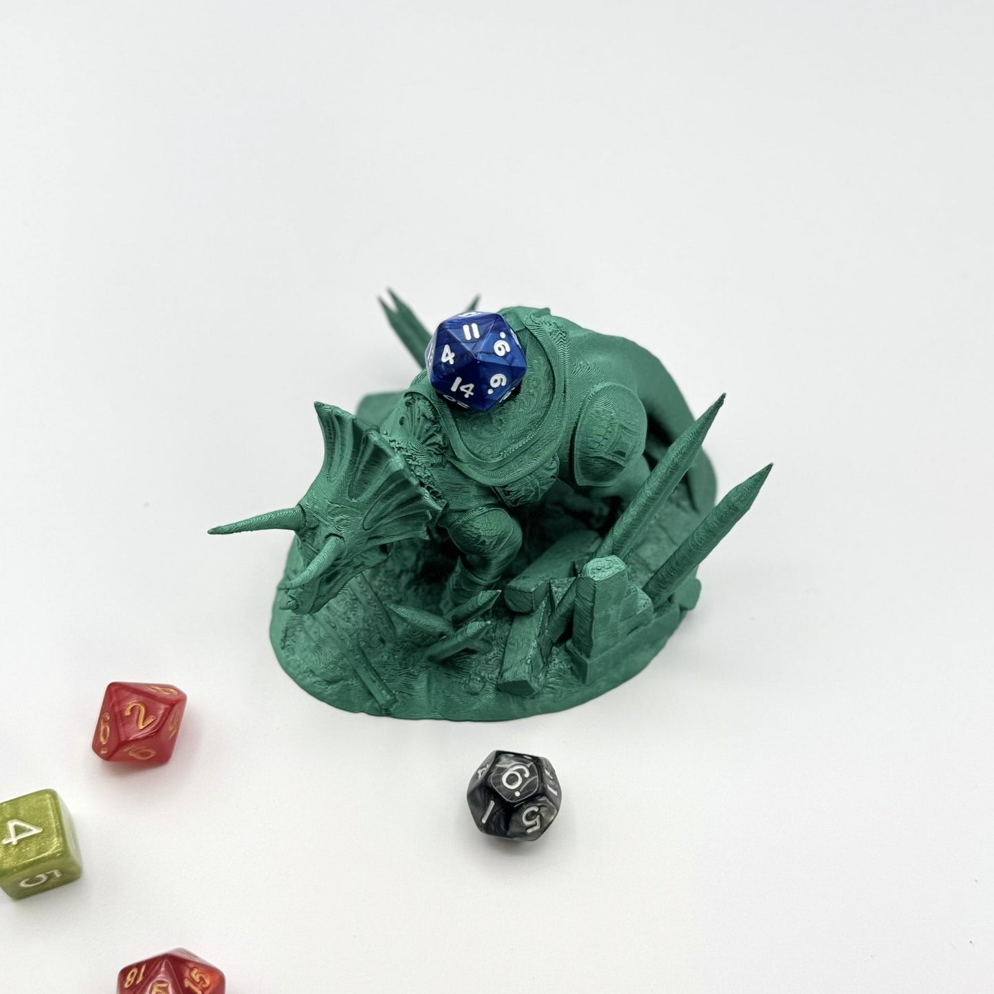 Fighting Dinosaur Dice Throne Holder for DND RPG Dice - Triceratops Protector Stand