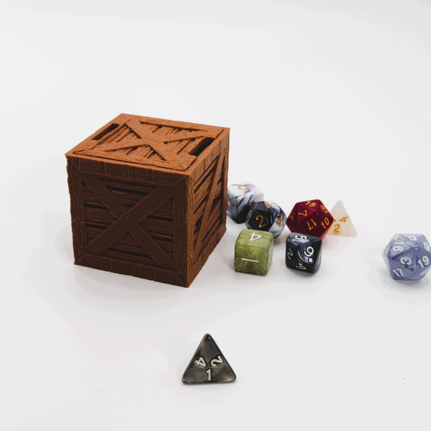 Dice Vault Crate holds 2 Sets of RPG dice