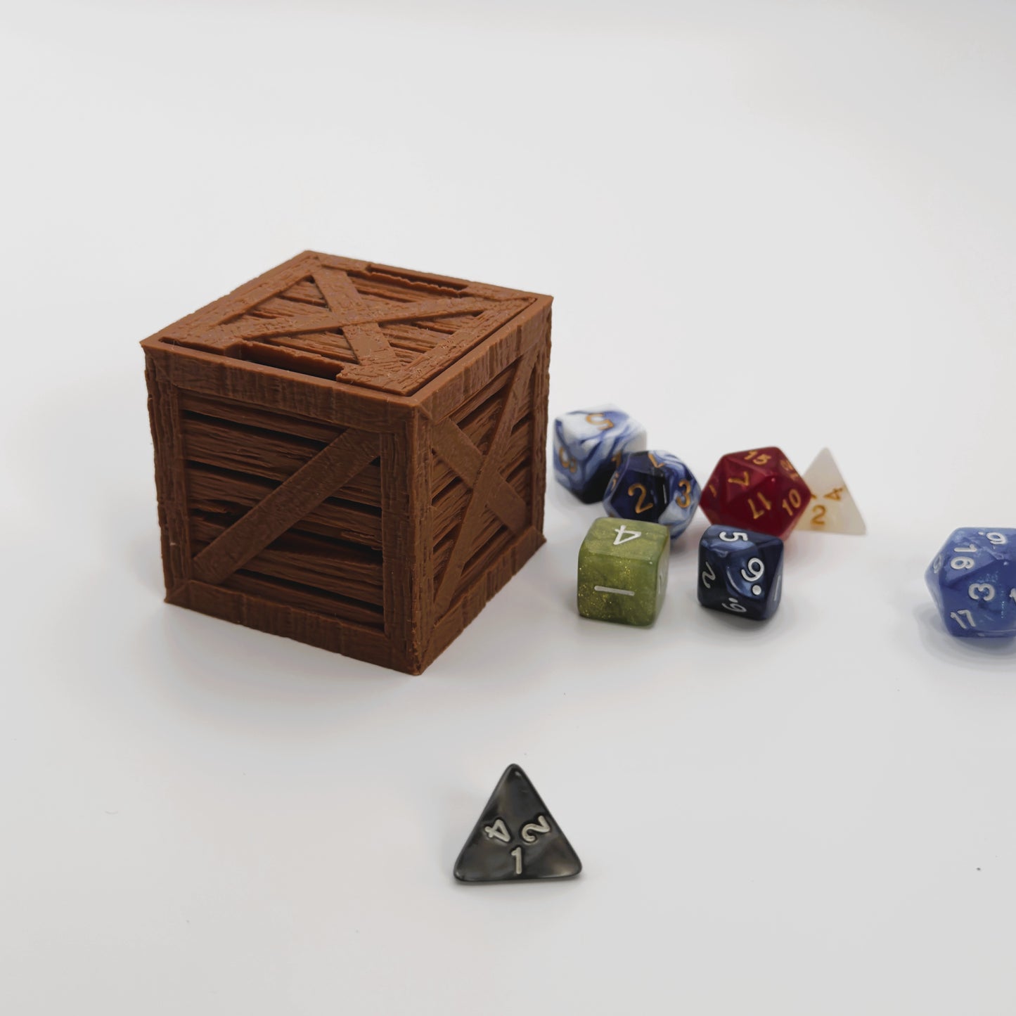 Dice Vault Crate holds 2 Sets of RPG dice