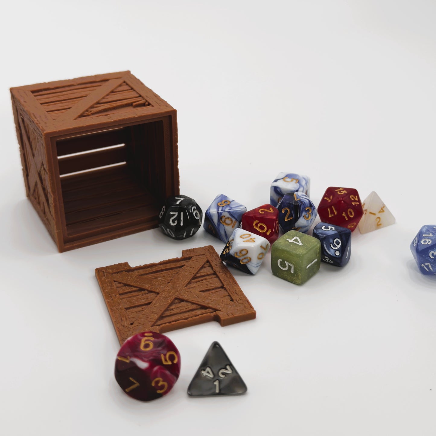 Dice Vault Crate holds 2 Sets of RPG dice