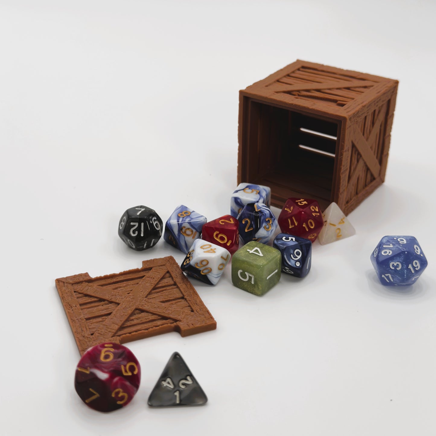 Dice Vault Crate holds 2 Sets of RPG dice