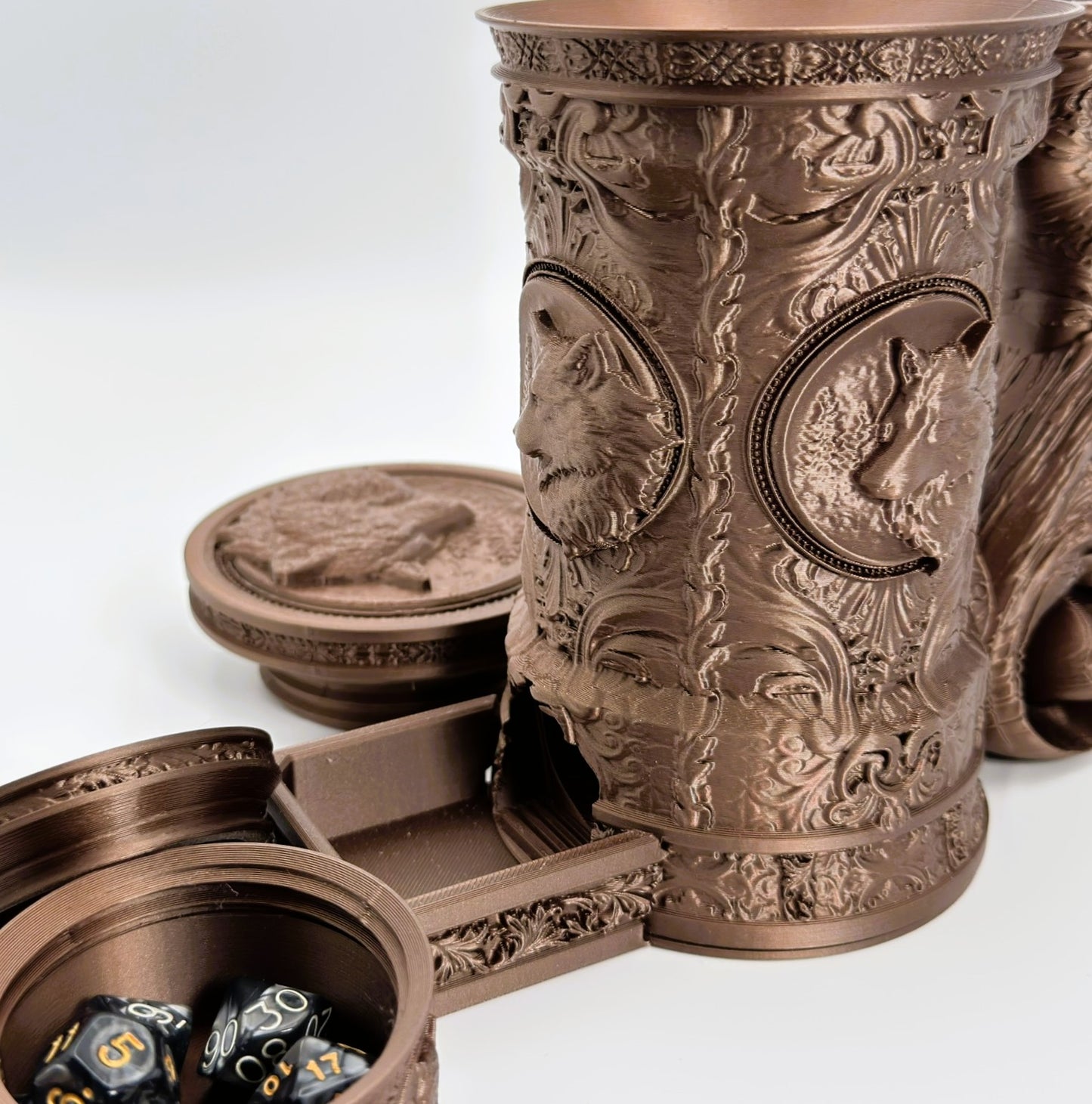 Wolf Themed Dice Tower Tankard with Dice Vault
