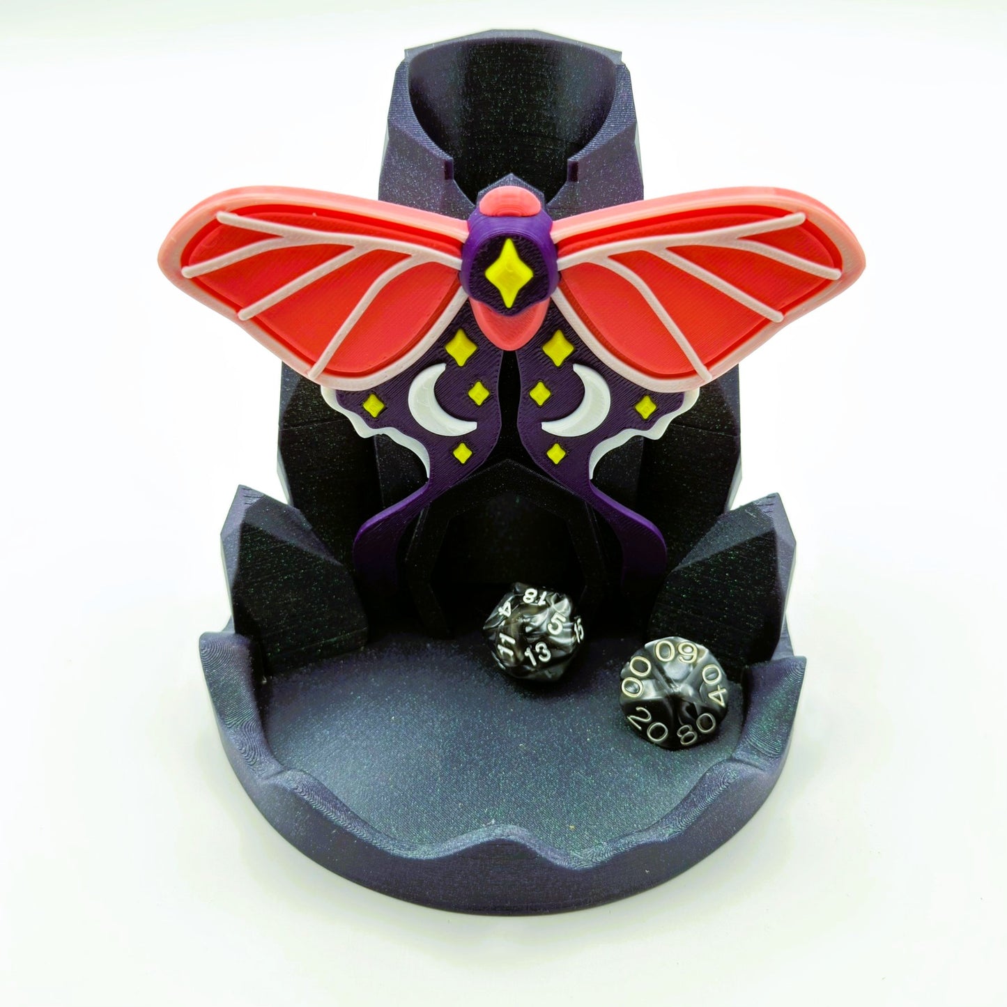 Luna Moth Dice Tower – Shimmery Mountains for TTRPG Gaming