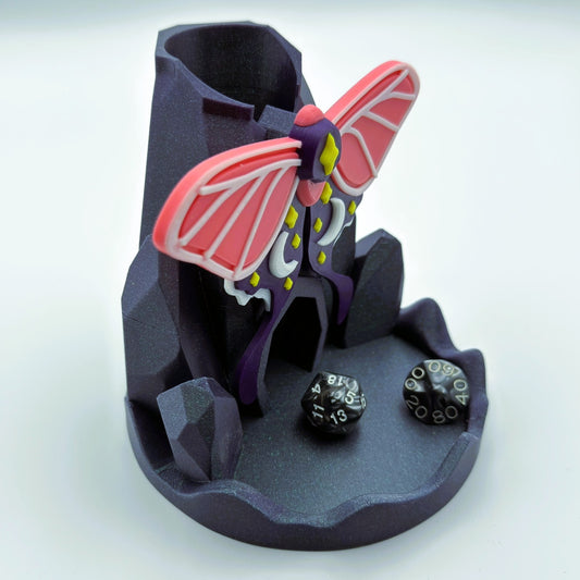 Luna Moth Dice Tower – Shimmery Mountains for TTRPG Gaming