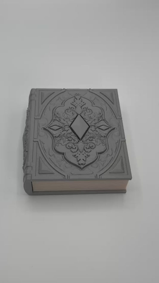 Book Themed Dice Tome Dice Holder & Rolling Tray for DND RPG Board Games Gift - Silver
