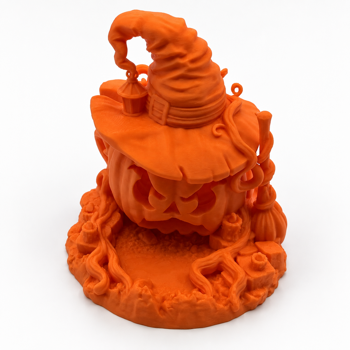 Pumpkin Dice Roller with Witch Hat for Halloween Gaming