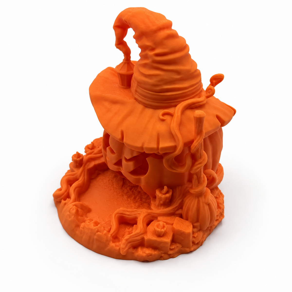 Pumpkin Dice Roller with Witch Hat for Halloween Gaming